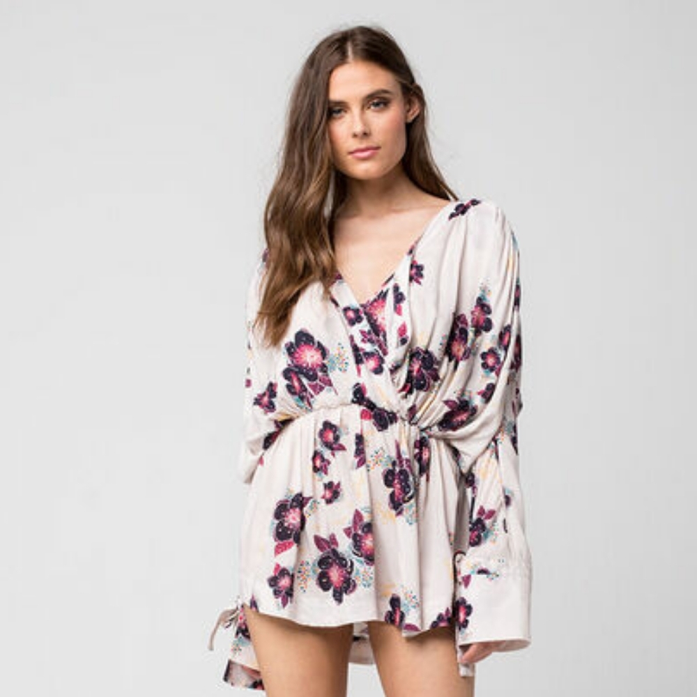 Free People Ivory Floral Tunic